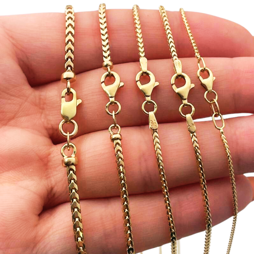 14k Yellow Gold Chain Franco 1.1mm 16-28"