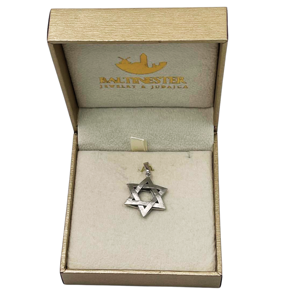 Star of David Textured Interwoven 3D Pendant in 14K Gold