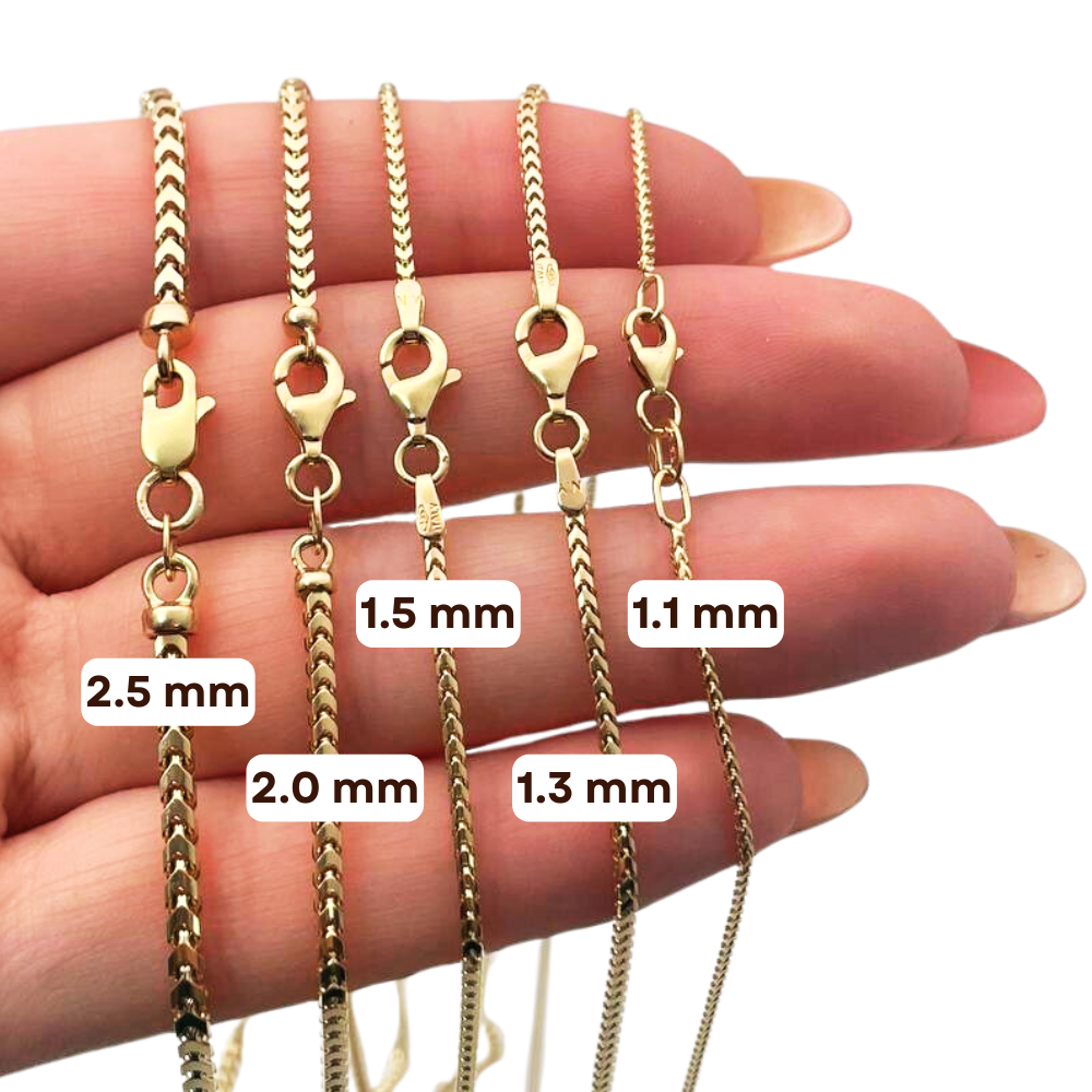 14k Yellow Gold Chain Franco 1.1mm 16-28"