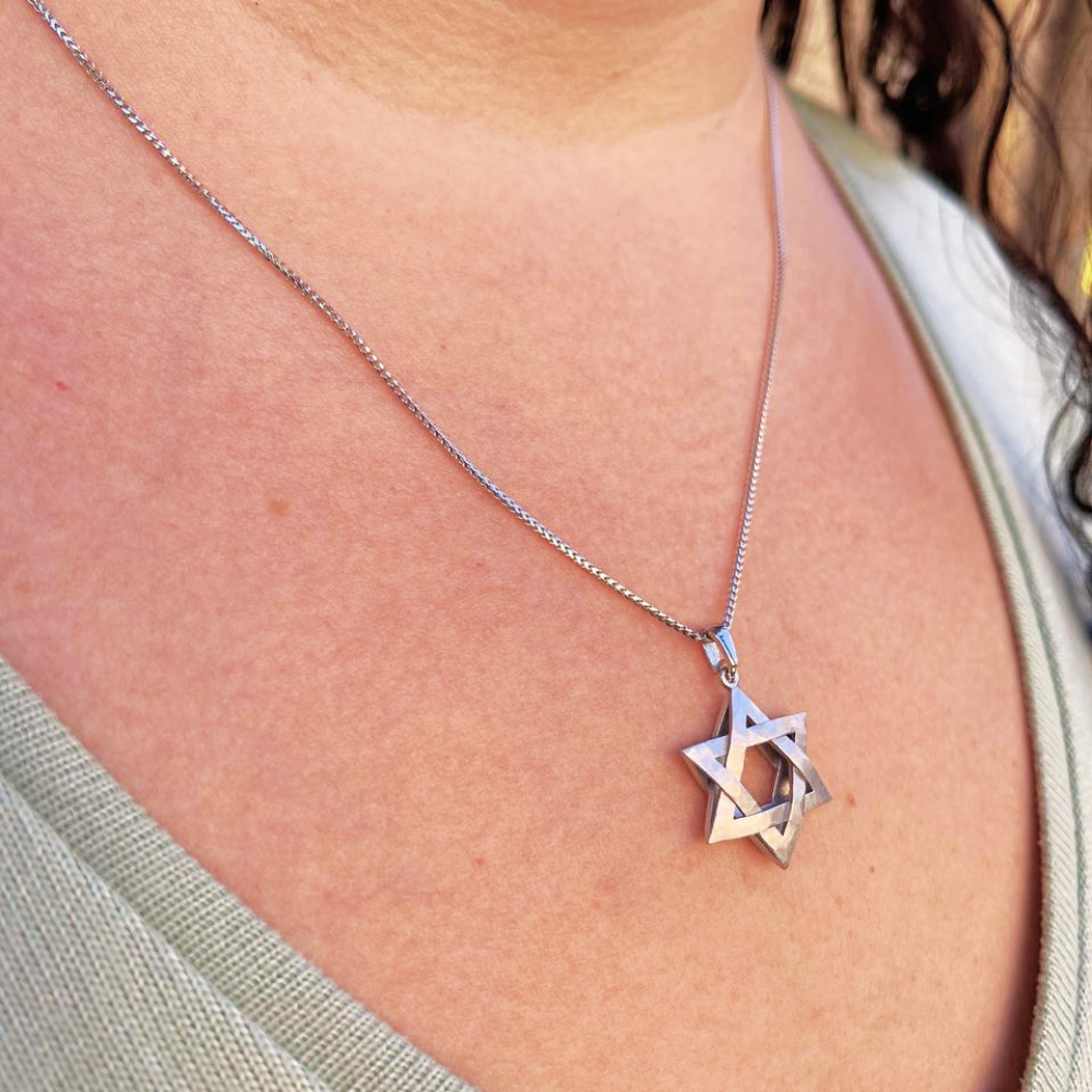 Star of David Textured Interwoven 3D Pendant in 14K Gold