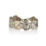 Sterling Silver & 14K Gold Seven Blessings Bracelet - Sheva Brachot Jewish Jewelry