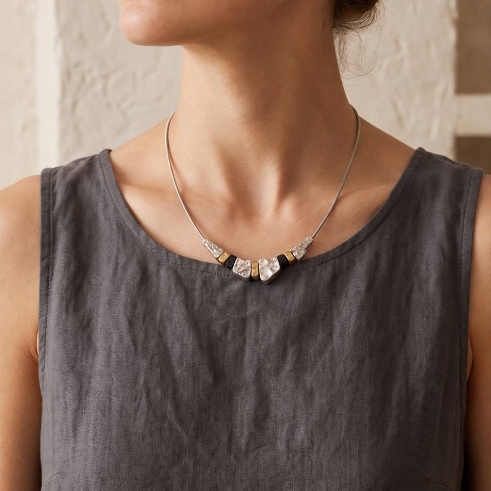 Lightweight Mixed Metal Silver & Gold Plated Statement Necklace
