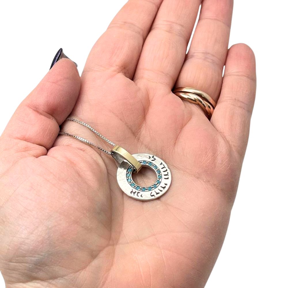 9K Gold & Sterling Silver Turquoise Necklace – Ani LeDodi Hebrew Love Blessing