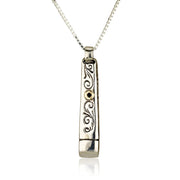 Jewish Mezuzah Kabbalah Pendant Necklace with Red Garnet Stone