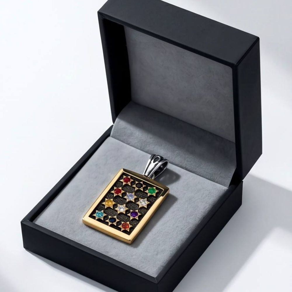 Sterling Silver & 9K Gold Hoshen Pendant Necklace
