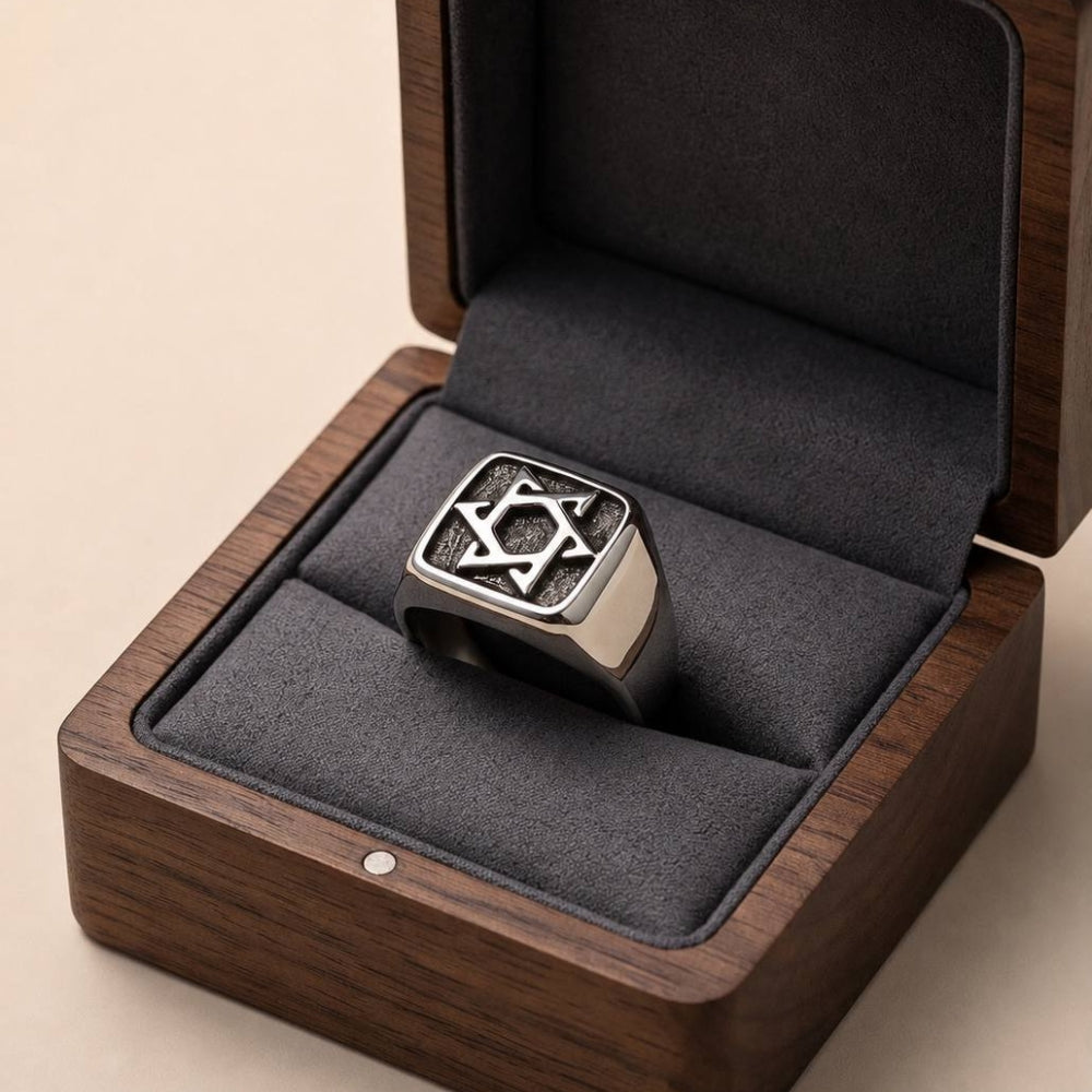 Sterling Silver Star of David Oxidized Ring