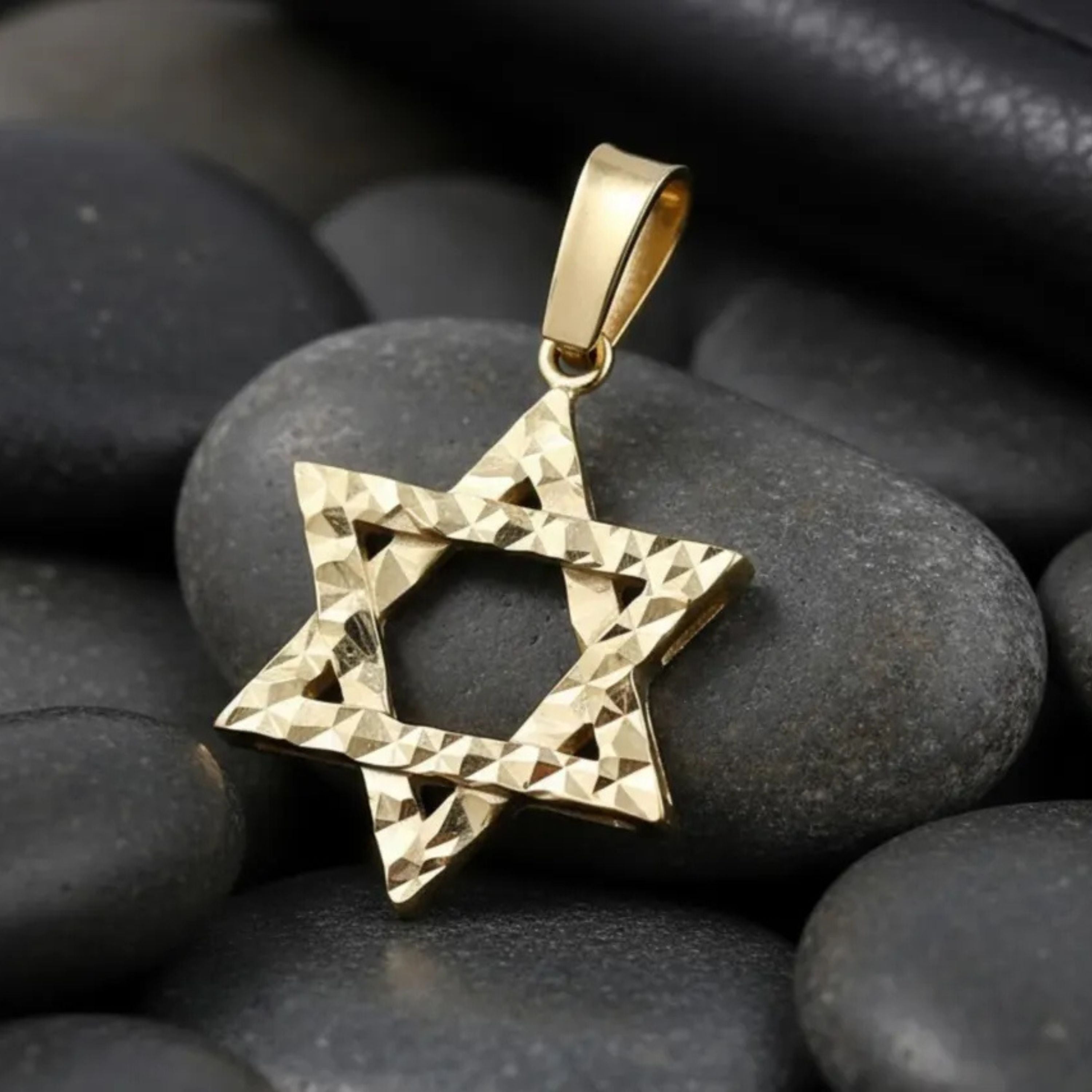 Diamond Cut Star of David Pendant in 14K Gold