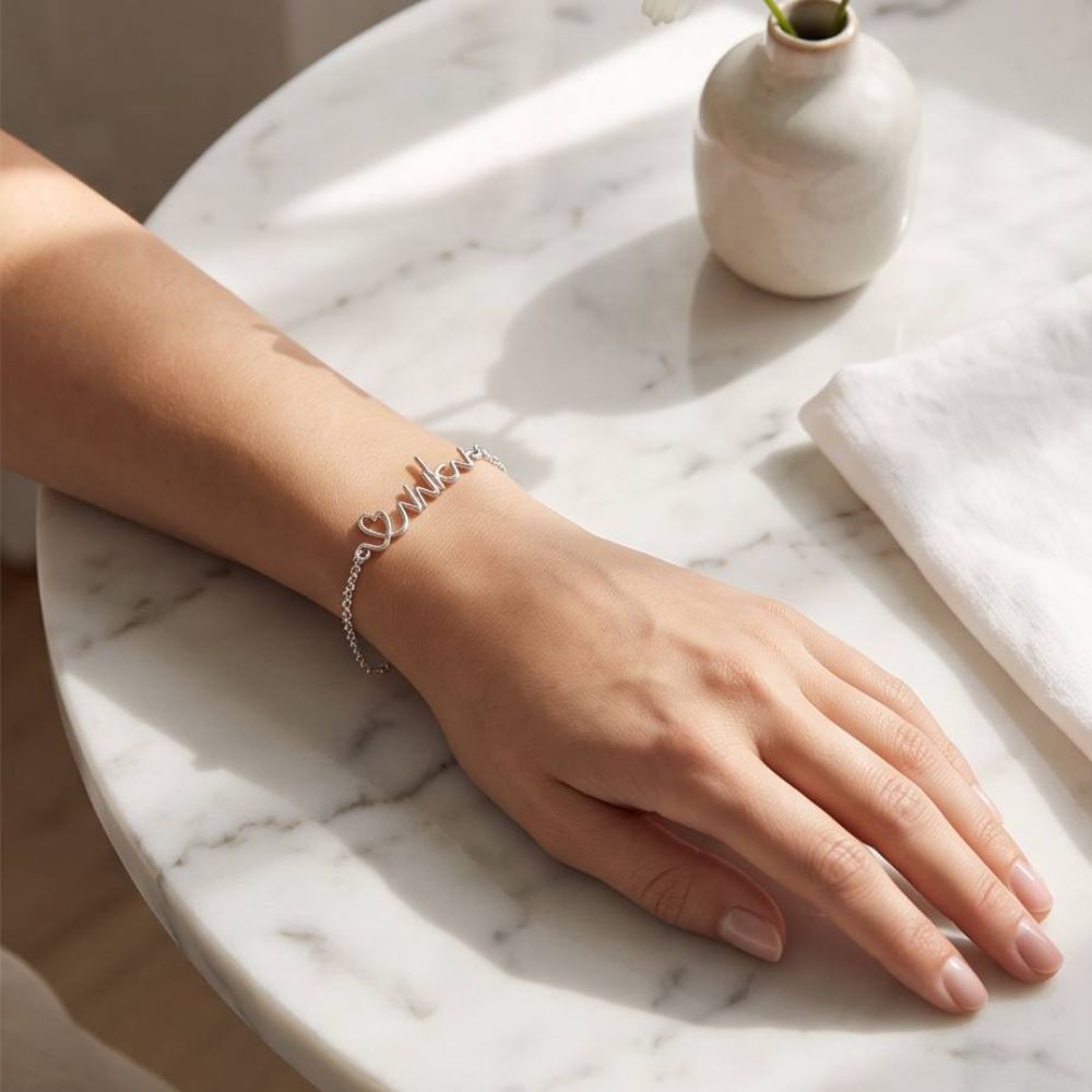 Personalized Sterling Silver Name Bracelet – Custom Script Name