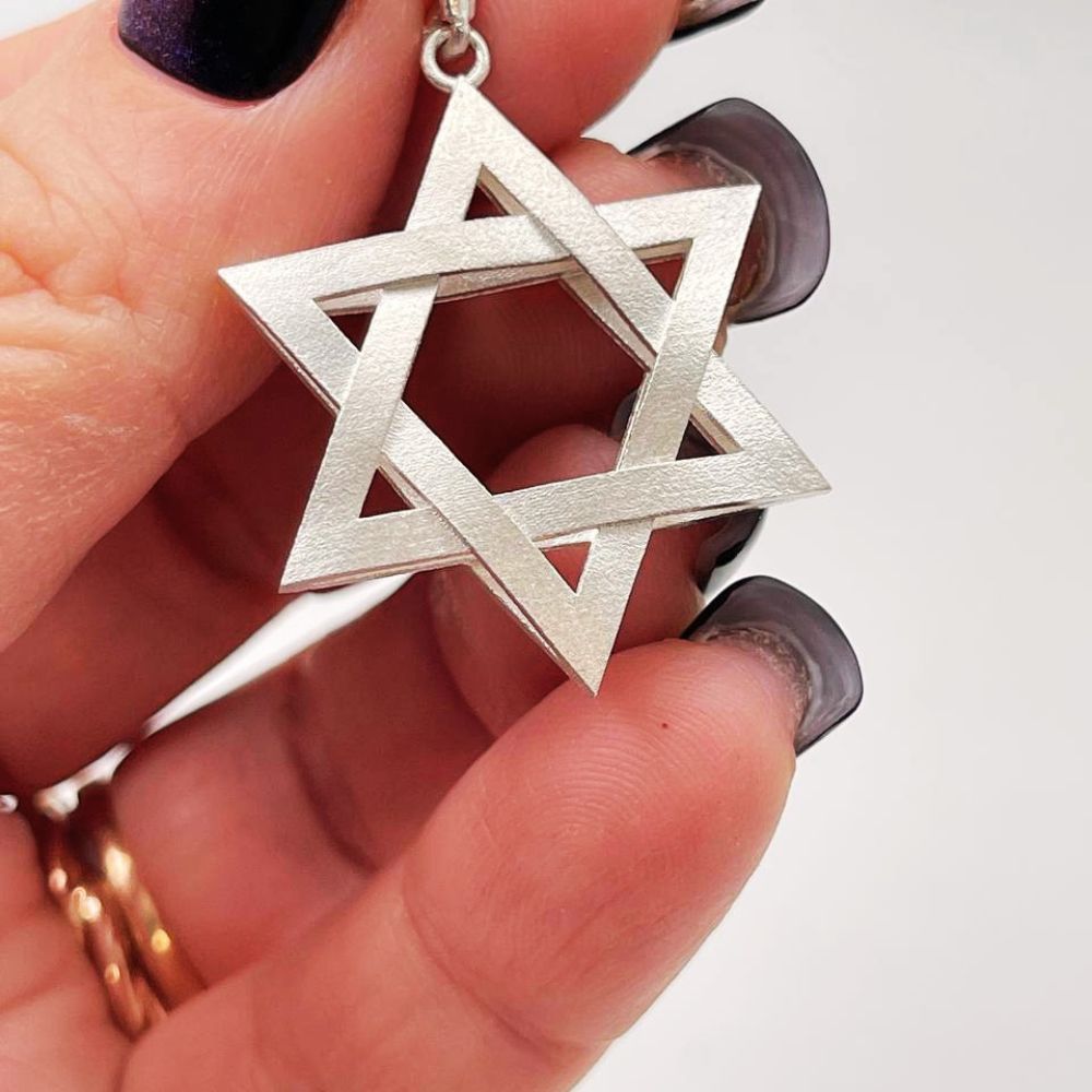 Sterling Silver 3D Star of David Pendant Magen David Charm