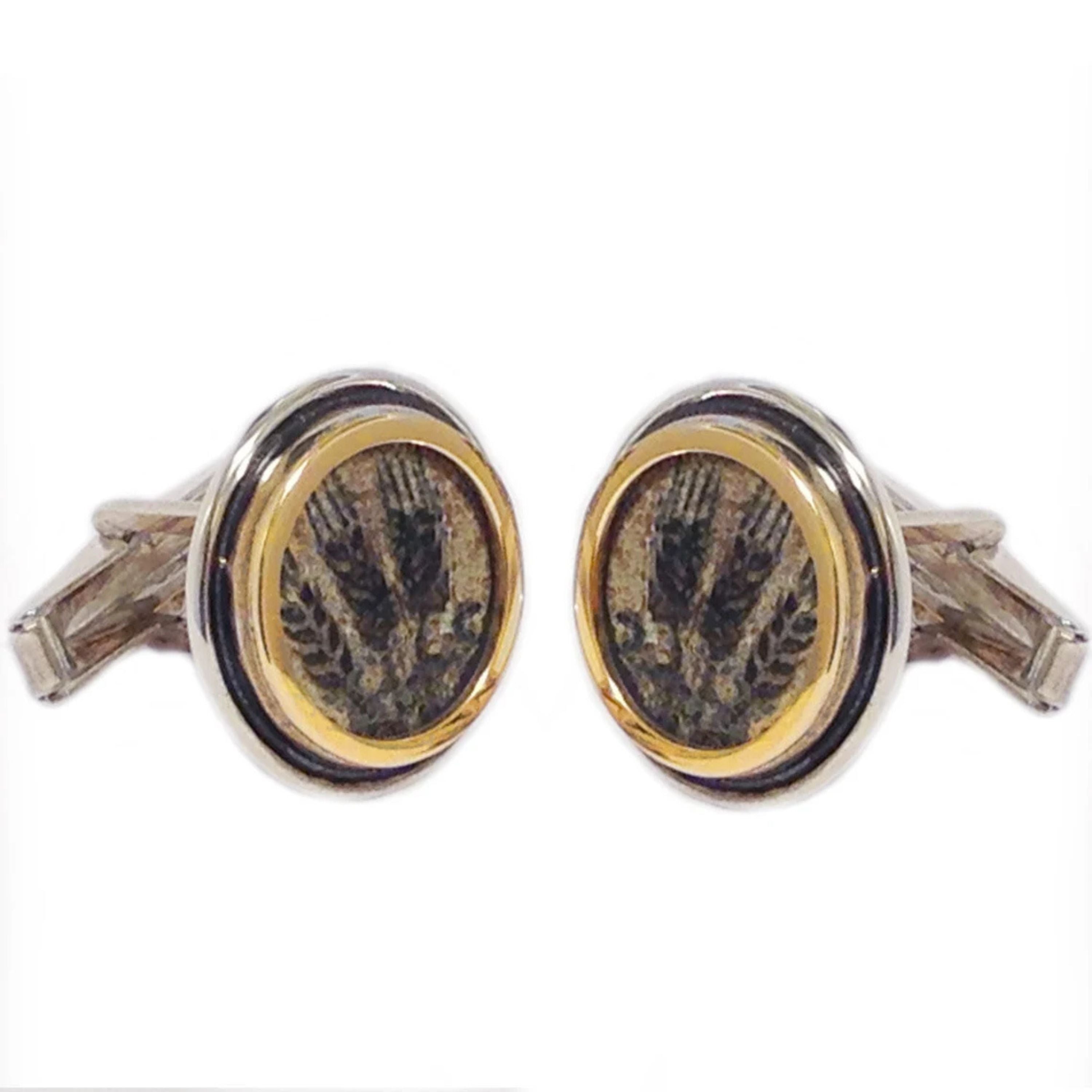 Silver and 14k Gold Round King Agrippa Coin Cufflinks