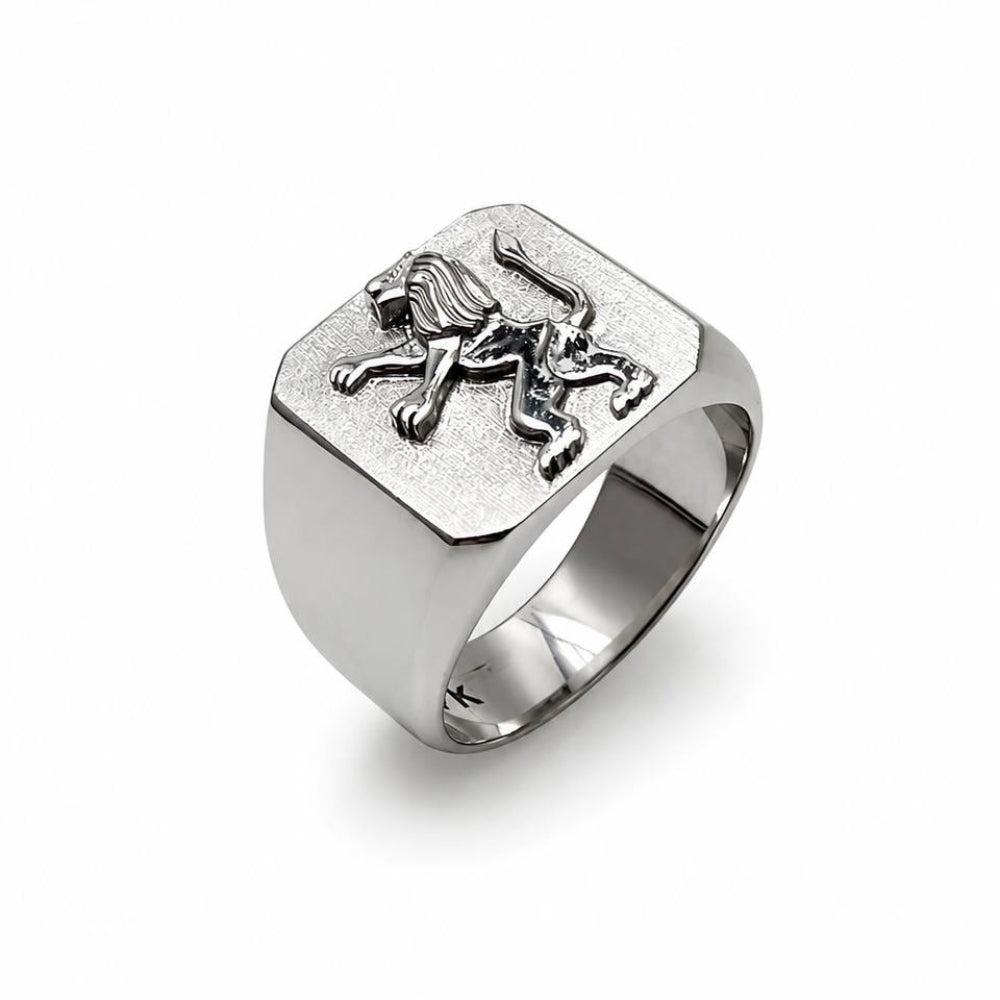 14K Gold Lion of Judah Signet Ring Jewish Symbol Men's Statement Ring