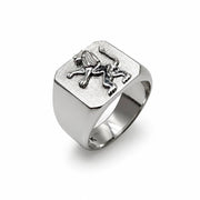 14K White Gold Lion of Judah Signet Ring Jewish Symbol Men's Statement Ring