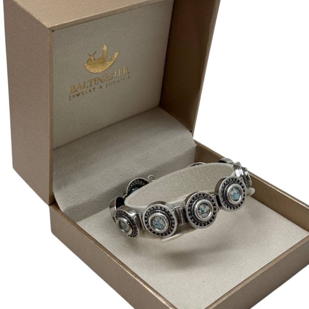 Sterling Silver Roman Glass Bracelet