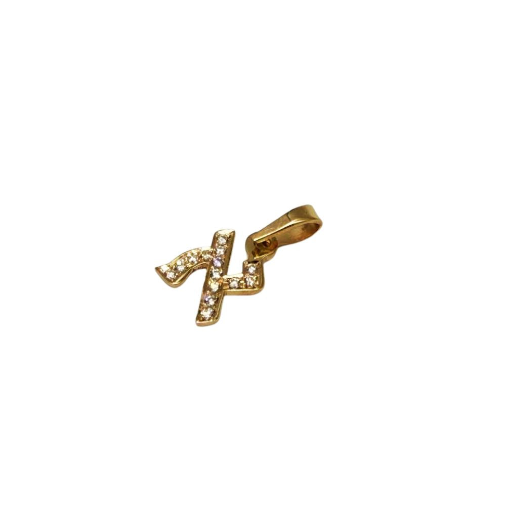14K Gold Hebrew Letter Pendant with 0.12 CT Diamonds