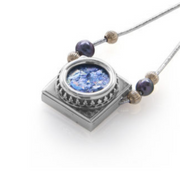 Roman glass necklace  - Silver Ornamental Pearls Dual Shape Necklace