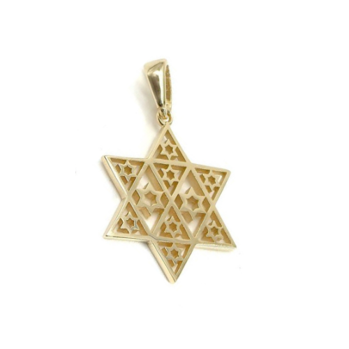 Star of David Pendant - 14K Gold Stars
