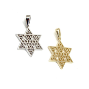 Star of David Pendant - 14K Gold Stars