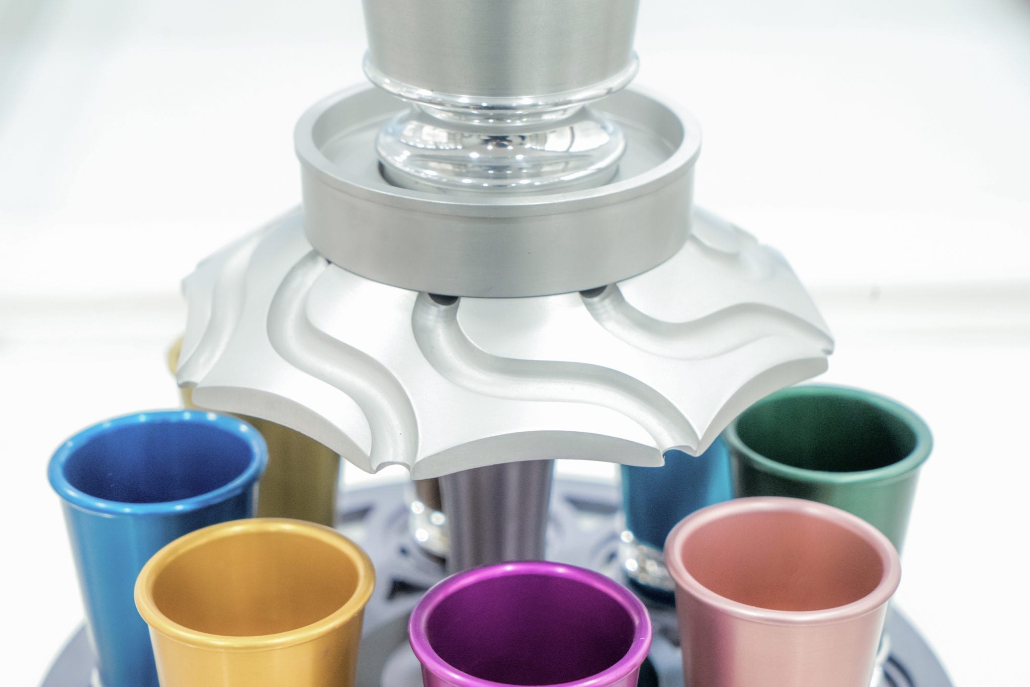 Multi-Color Wine Fountain with 8 Kiddush Cups