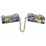 Silver Jerusalem Enamel Tallit Clip