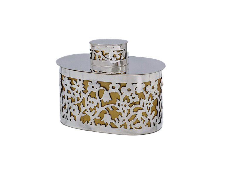 Floral Sterling Silver Etrog Box - Choice of 2 colors