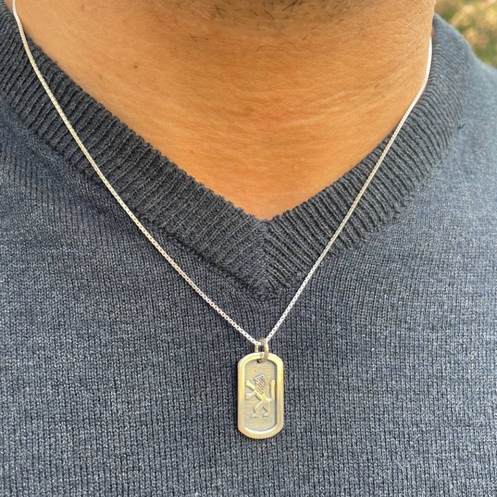 Oxidized Sterling Silver Lion of Judah Pendant and Chain