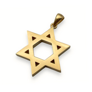 18K Gold Star of David Pendant - Large Heavyweight 35 MM