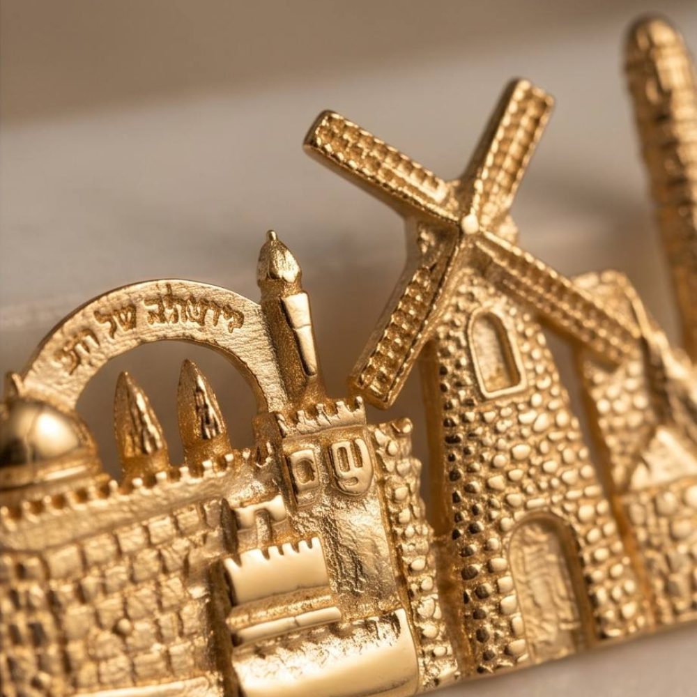 Jerusalem Old City Skyline Necklace in 14K Gold