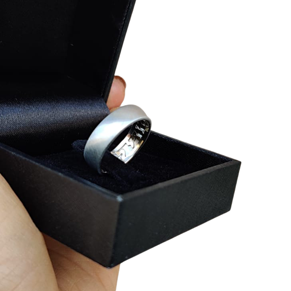 14K Gold Wedding Band - Wide Matte Hidden Message