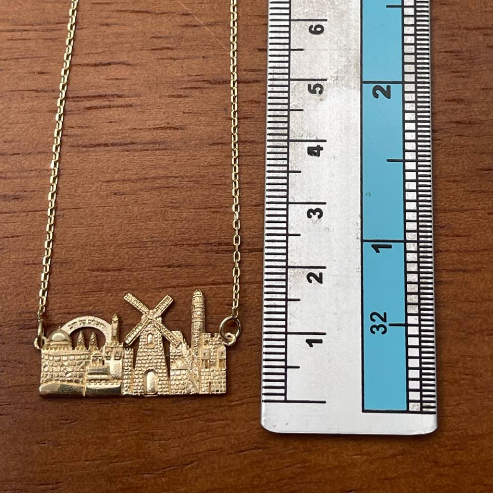 Jerusalem Old City Skyline Necklace in 14K Gold