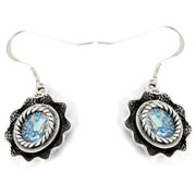 Embellished Sterling Silver Roman Glass Earrings