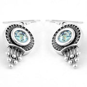 Silver Bead Roman Glass Earrings