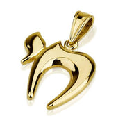 14k Gold Shiny Modern Rounded Chai Pendant