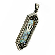 Sterling Silver Filigree Roman Glass Mezuza Pendant with Chain