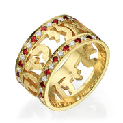 Ruby Diamond Ani Ledodi Wedding Ring 14k Yellow Gold