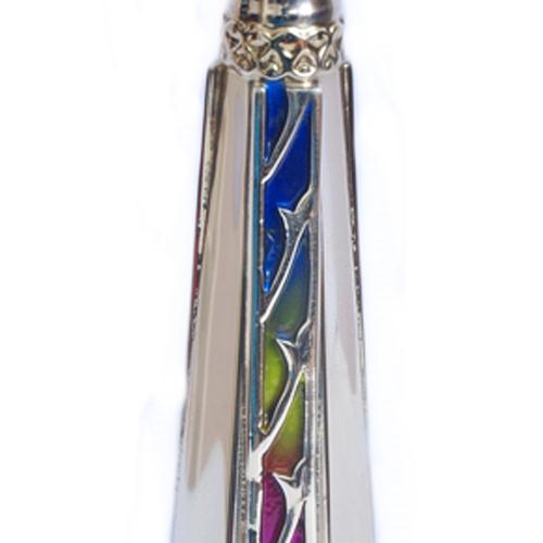 Silver Enamel Candle Holders