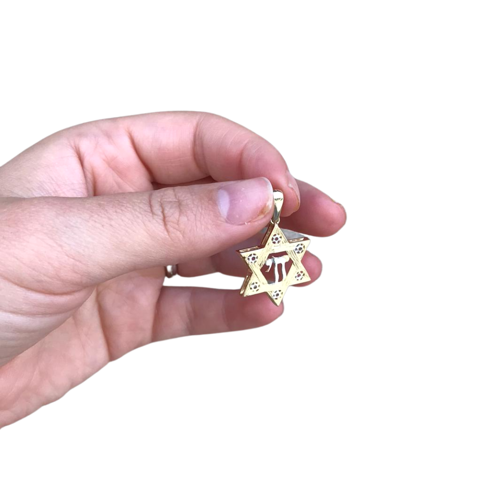 Star of David Pendant - Intersecting Points Hai Two Tone 14k Gold Pendant