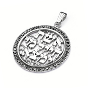 Woman of Valor Pendant in 14K White Gold and Black Diamonds