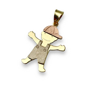 Little Boy Charm Pendant in 14K Tri-color Gold