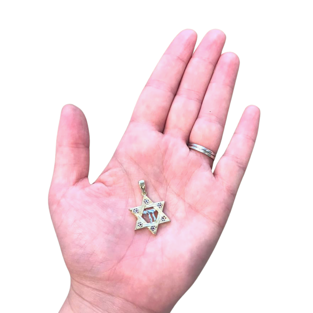 Star of David Pendant - Intersecting Points Hai Two Tone 14k Gold Pendant