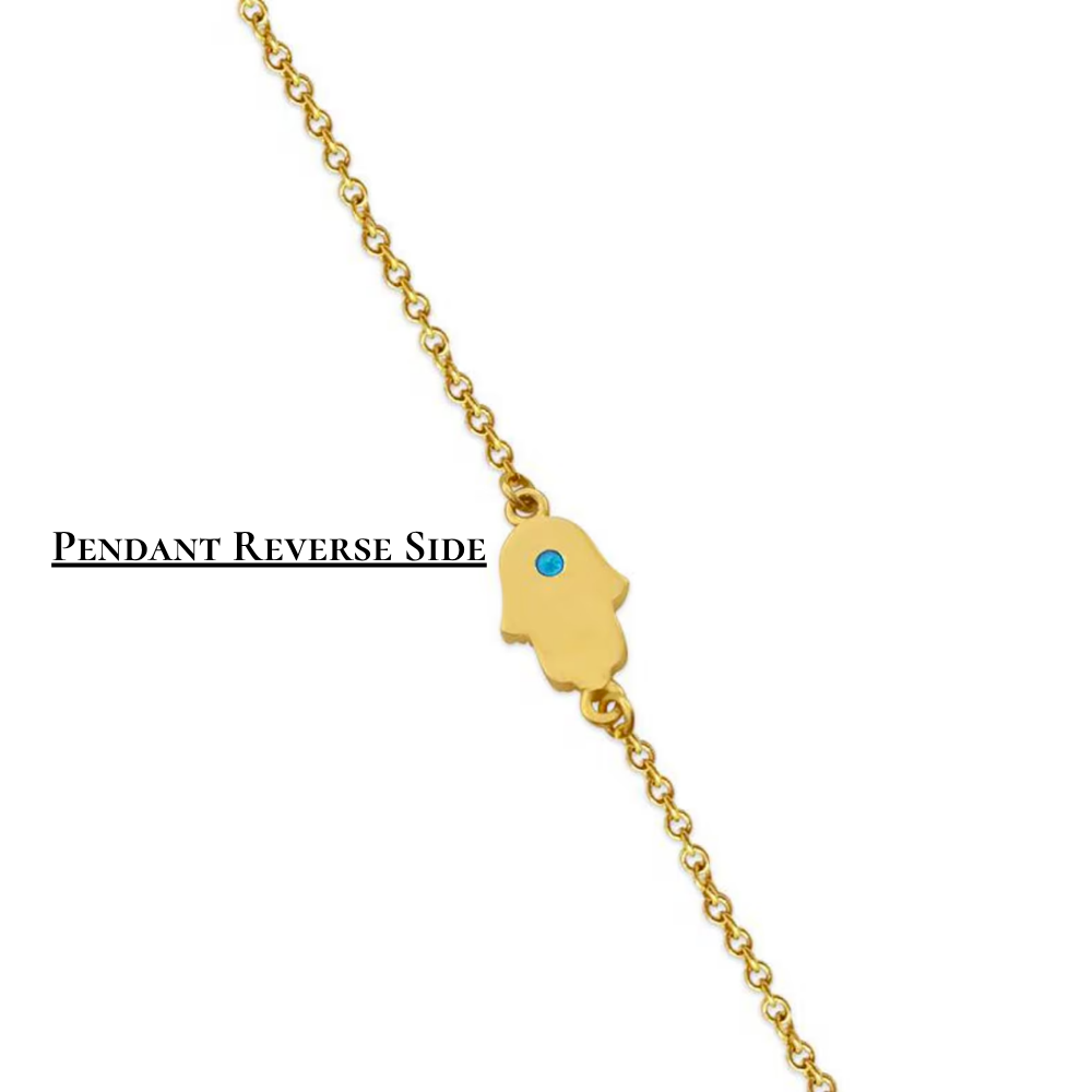 Aquamarine & Diamond Hamsa Necklace in 14K Gold