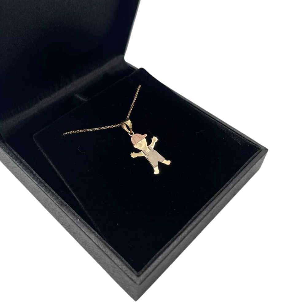 Little Boy Charm Pendant in 14K Tri-color Gold