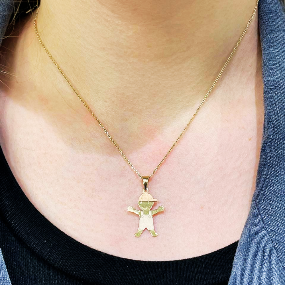 Little Boy Charm Pendant in 14K Tri-color Gold