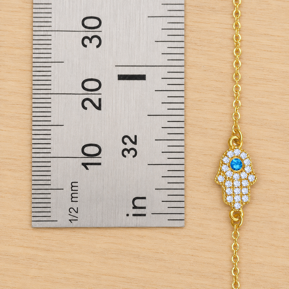 Aquamarine & Diamond Hamsa Necklace in 14K Gold