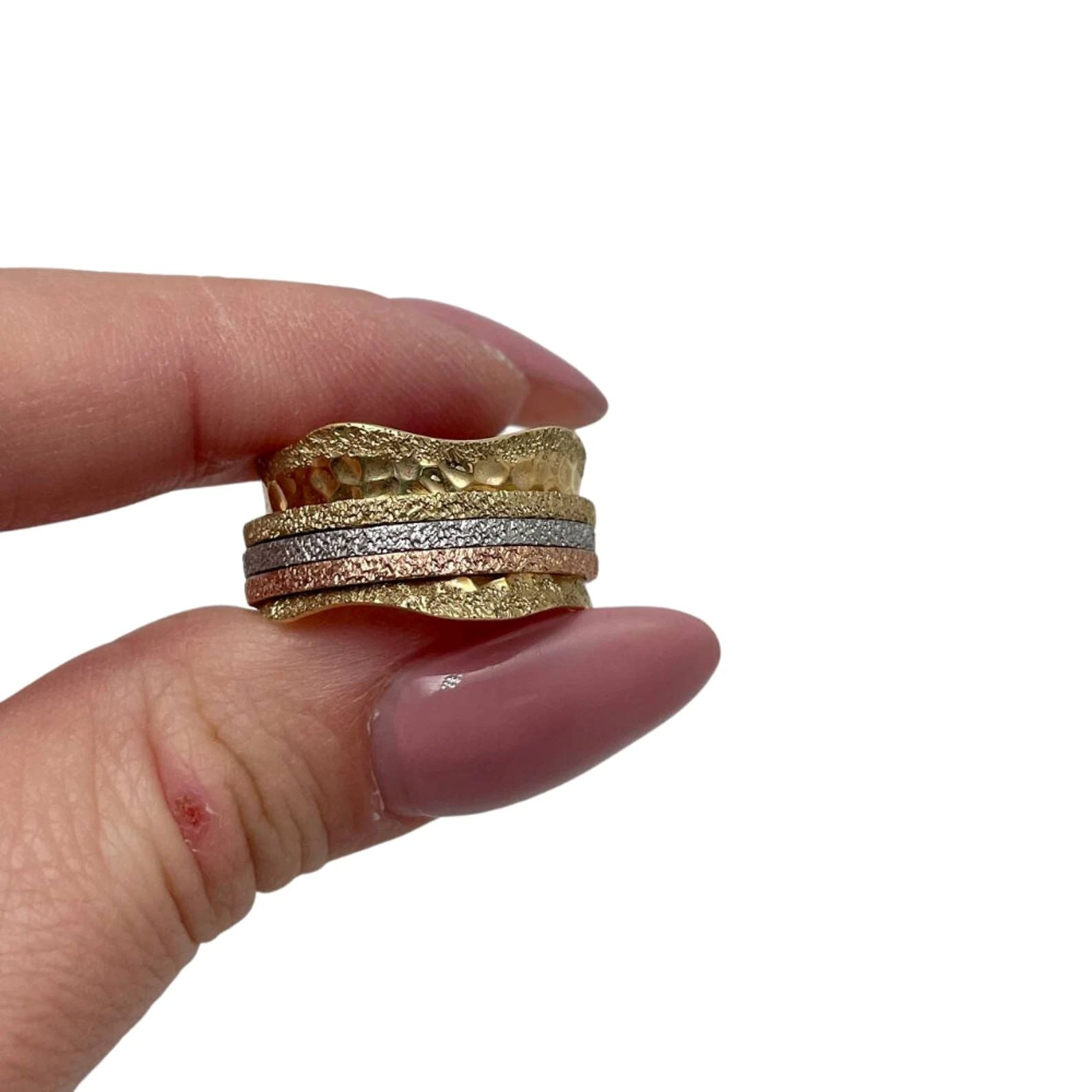 Tri-Color Gold Spinning Wedding Ring