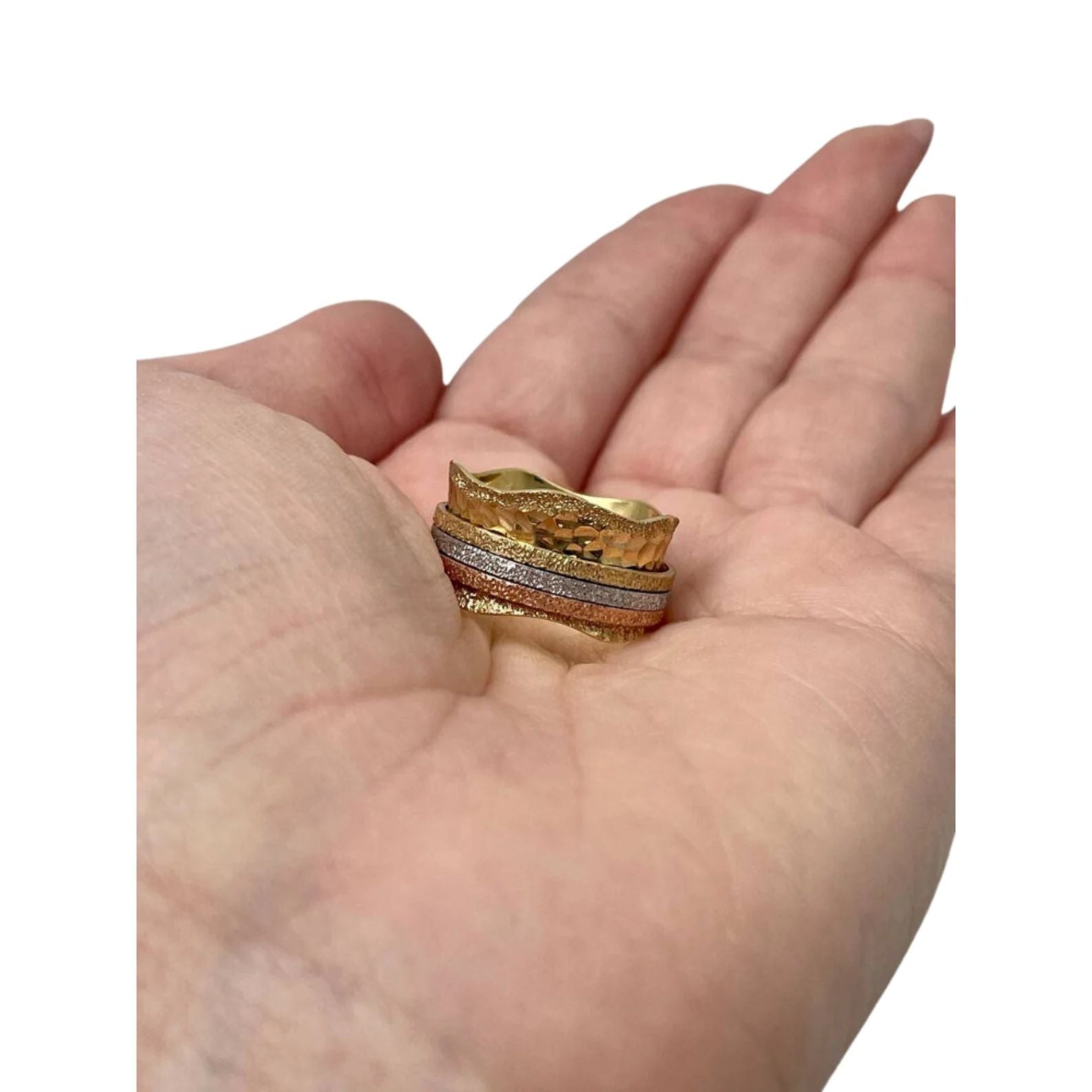 Tri-Color Gold Spinning Wedding Ring