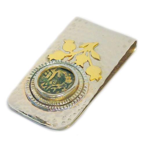 Silver and Gold Masada Coin Hammered Money Clip