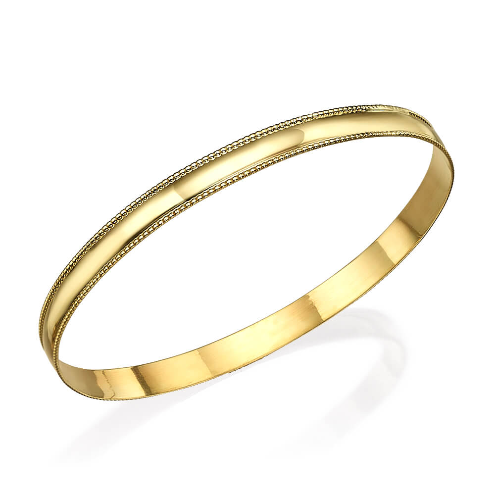 14k Gold Milgrain Bangle Bracelet