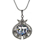 Roman Glass Pomegranate Chai Silver Necklace