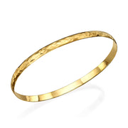 Slender Hammered 14k Gold Bangle