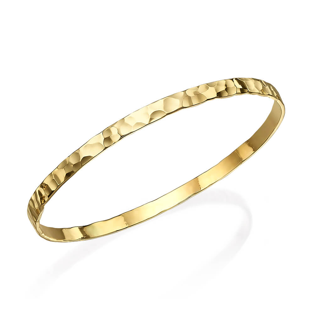 Shiny Hammered Gold Moroccan Bangle